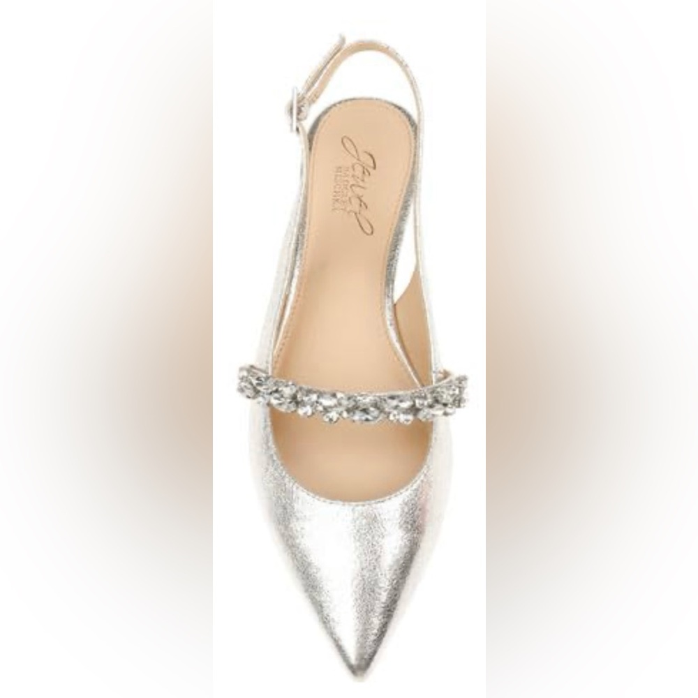 Badgley Mischka Bambi Crystal Slingback Flats Bridal Wedding Sparkle 8.5